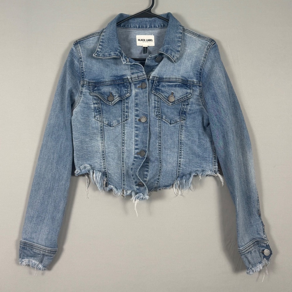 Black Label C'Est Toi Denim Jacket Womens Small Blue Excellent Distressed Y2K